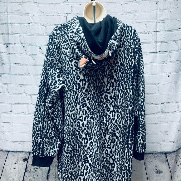 Nick & Nora Pajama One Piece Animal Leopard Print XL PJ With Hoodie Sleepwear - Picture 10 of 12